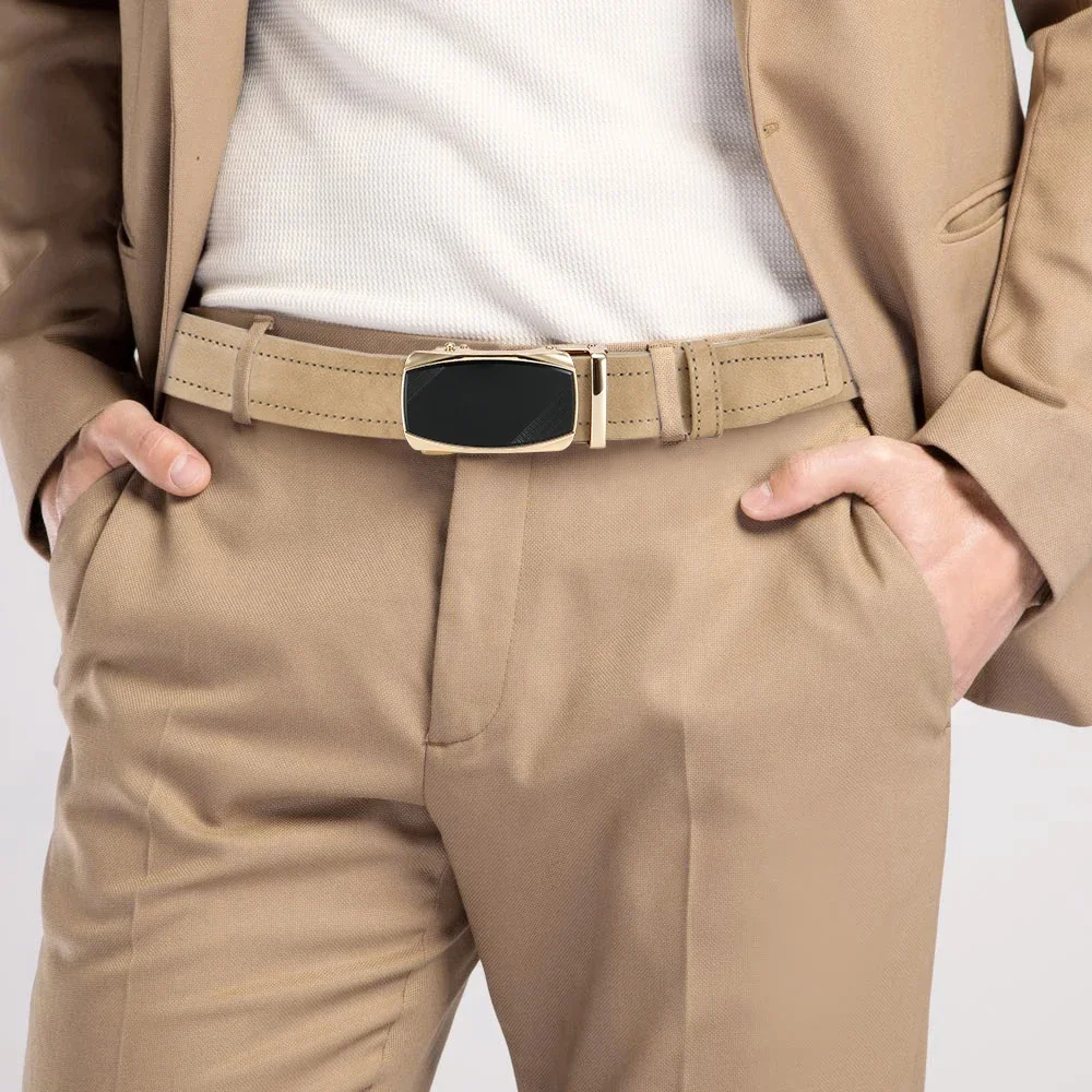 Men's Fashionable Leather Belt Men's High-quality Leather Belt Business Automatic Buckle Ratchet Belt Randomly Adjustable