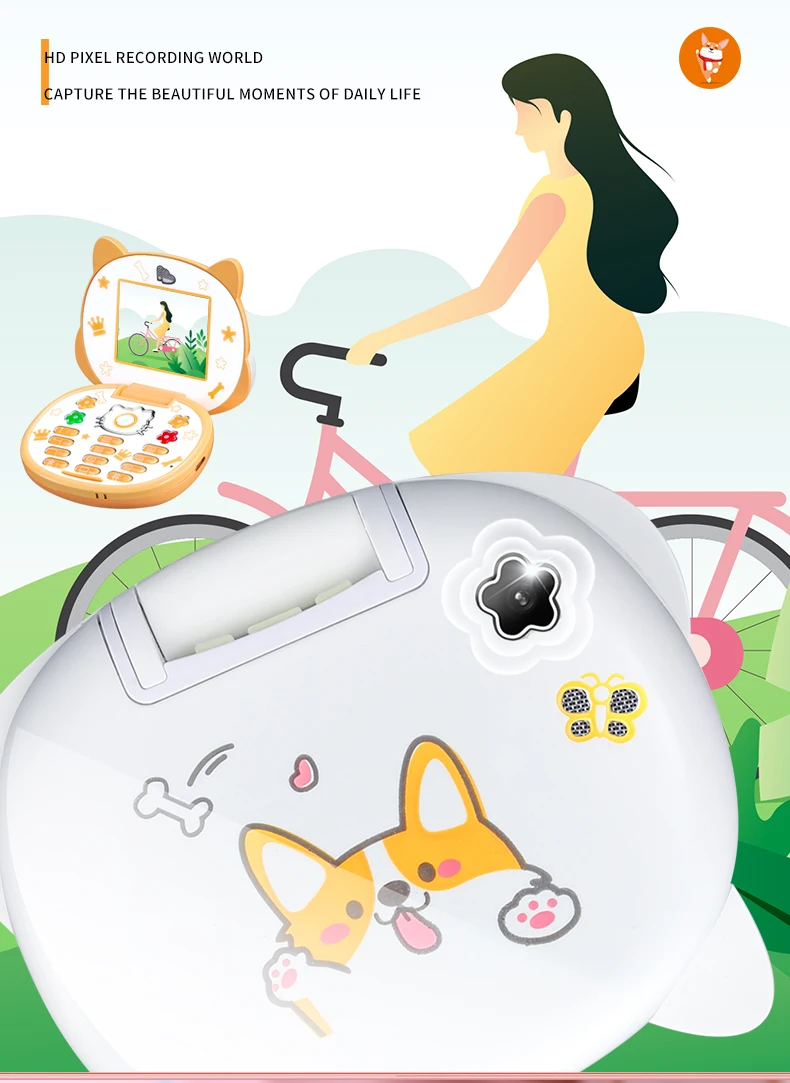 Cute Mini Koki Mobile Phone Flip Cartoon Kids Children Dual Sim 2G GSM Keyboard Botton MP3 Player Unlocked New Cellphone