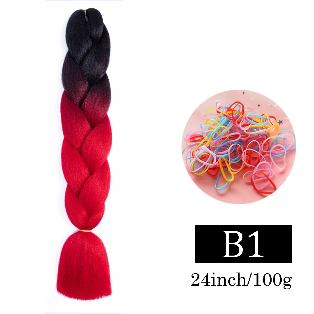 24-Zoll-Jumbo-Zöpfe, Verlängerungen, synthetisches Flechthaar, Afro-Ombre-Farbe, Kanekalon-Haar für Kinder, Zopf