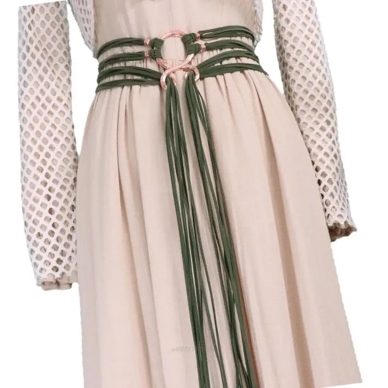 Correa cintura cruzada ajustable X5XA para mujer, cinturón cuerda larga piel sintética suave