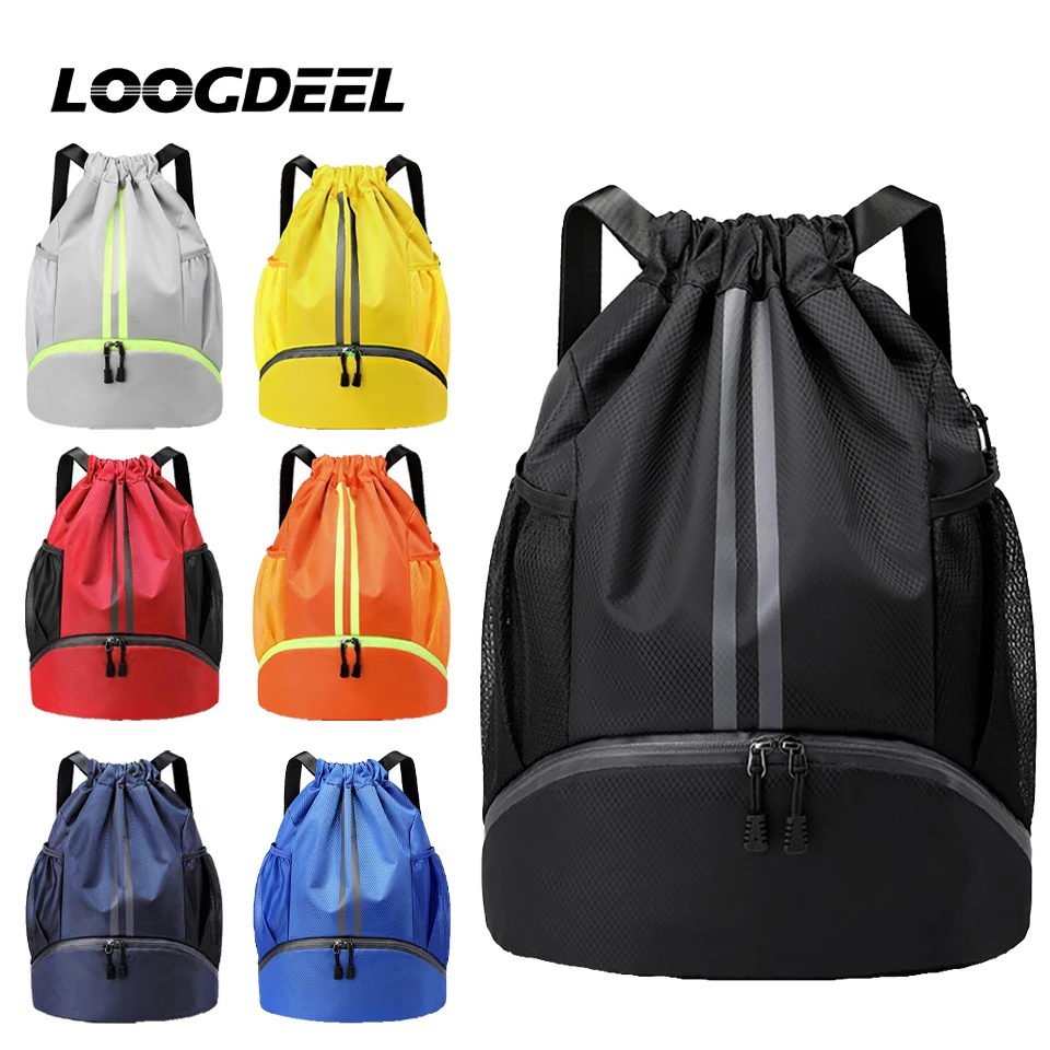 

Loogdeel Waterproof Gym Backpack for Basketball Soccer Oxford Fabric Sports Bag with Wet Dry Separation Shoe Storage Compartment