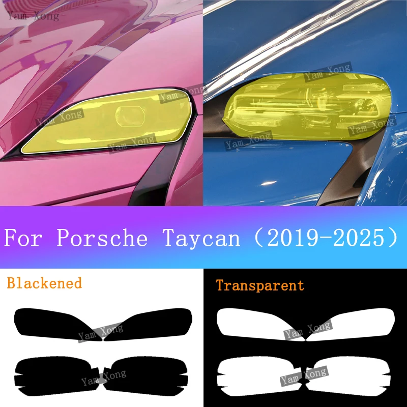 

For PORSCHE Taycan Car Exterior Front Lamp Black Protective Film Automotive Front Light Transparent AntiScratch Film GOLDEN Film