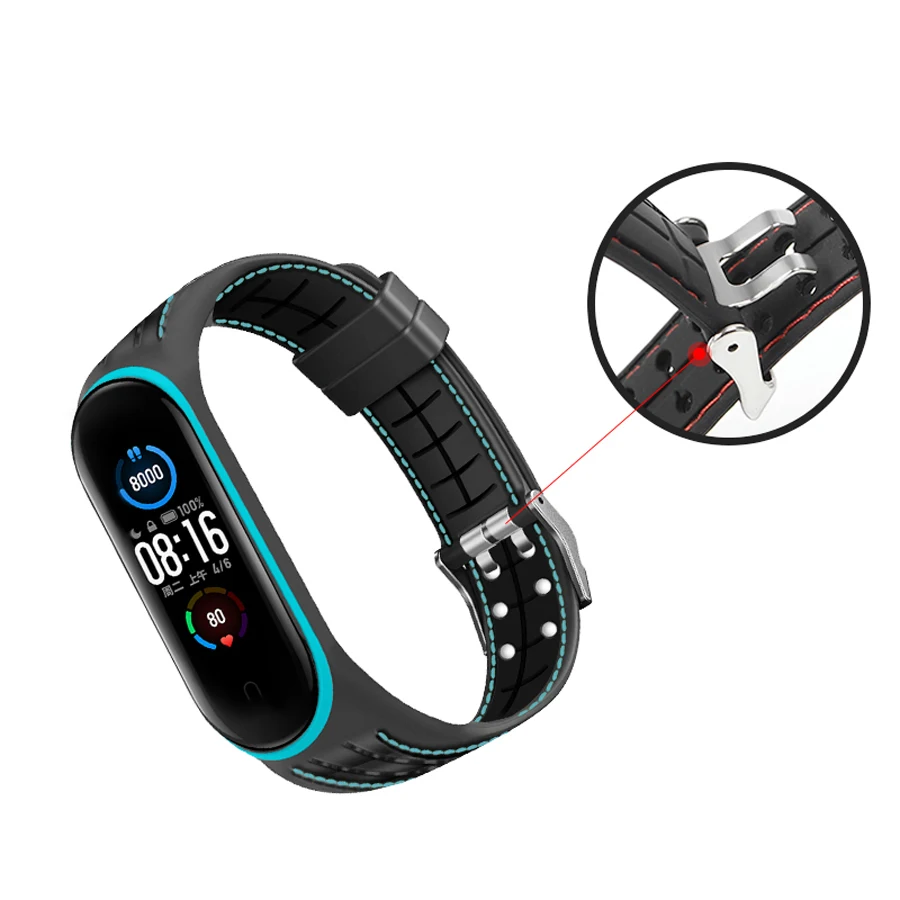 Strap for Mi Band 7 6 5 Bracelet Double Line Soft Sport Silicone Watchband Smartwatch Bracelet for Xiaomi Mi Band 3 4 5 6 Strap