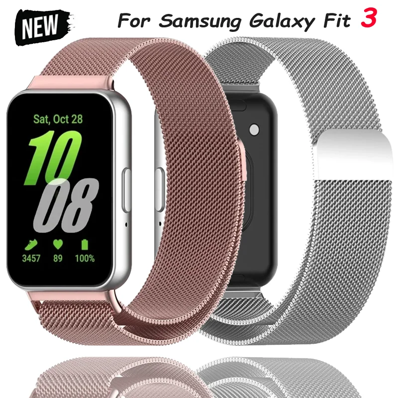 Milanese-Armband für Samsung Galaxy Fit 3, magnetischer Edelstahl, bequemes, langlebiges Armband, Galaxy Fit 3-Zubehör