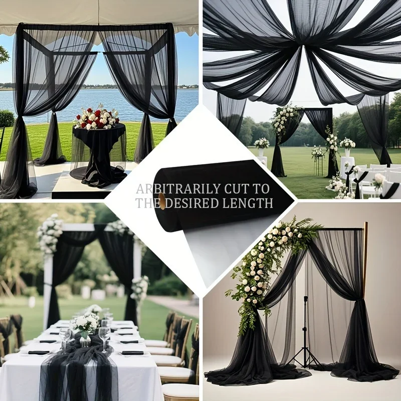 50 Meter Hochzeitsdekoration Tüllrolle Kristall-Organza Transparenter Stoff für Geburtstagsfeier-Hintergrund Hochzeitsstuhl-Bänder Deko-Garn – Detail 28
