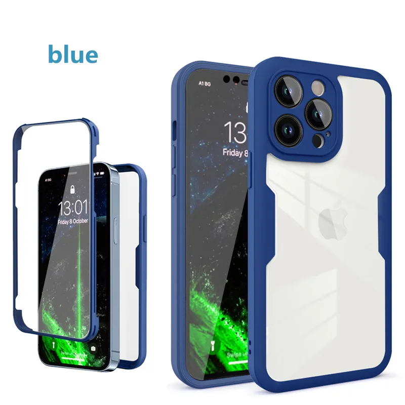 360 Full Body Front+Back Clear Case For iPhone 16 15 14 13 11 12 Pro Max XS X XR 7 8 Plus SE 2022 Silicone Shockproof Cover