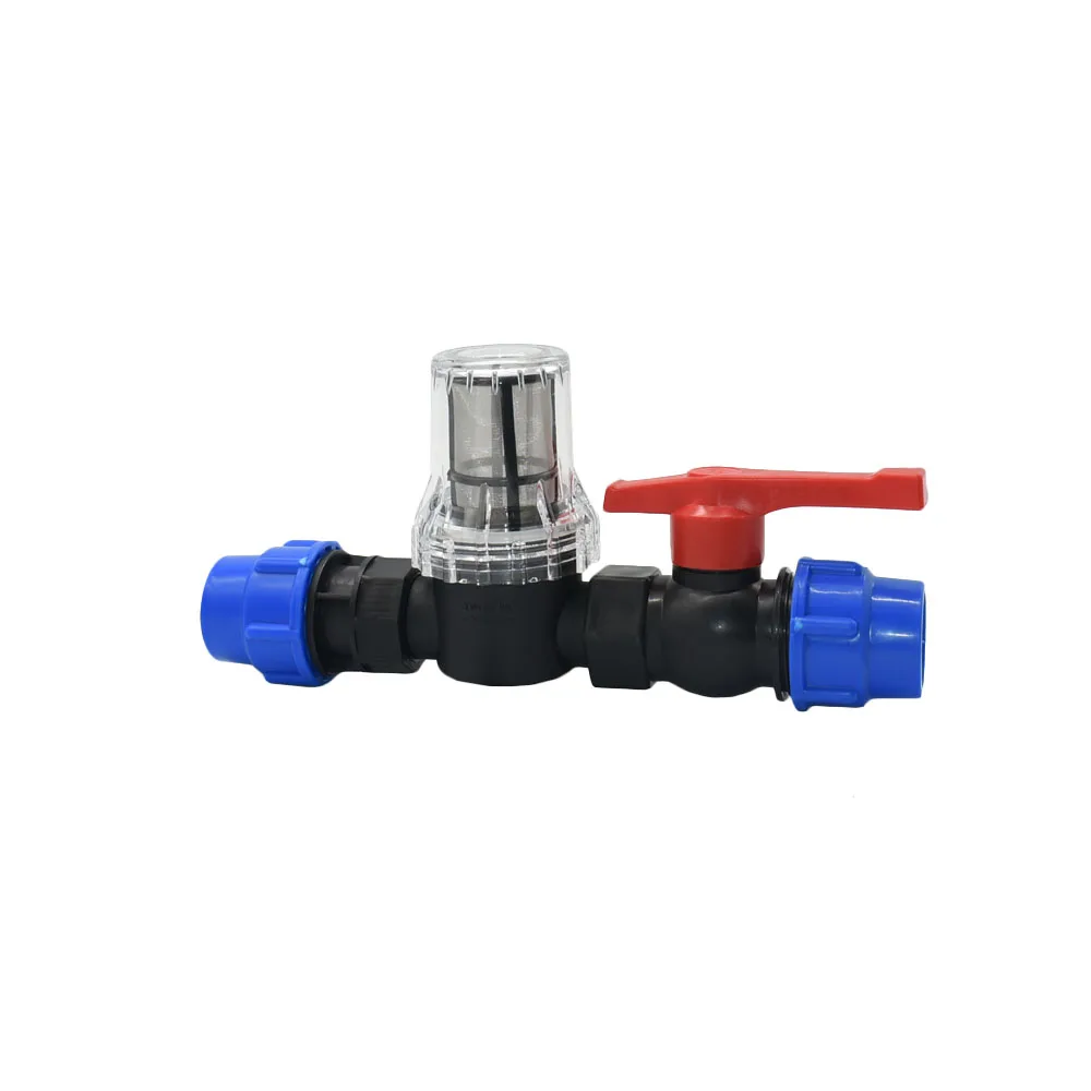 25mm 32mm PE Pipe Water Filter With Plastic Tube Quick Connector 80 Mesh Filter Garden Drip Irrigation Adapter