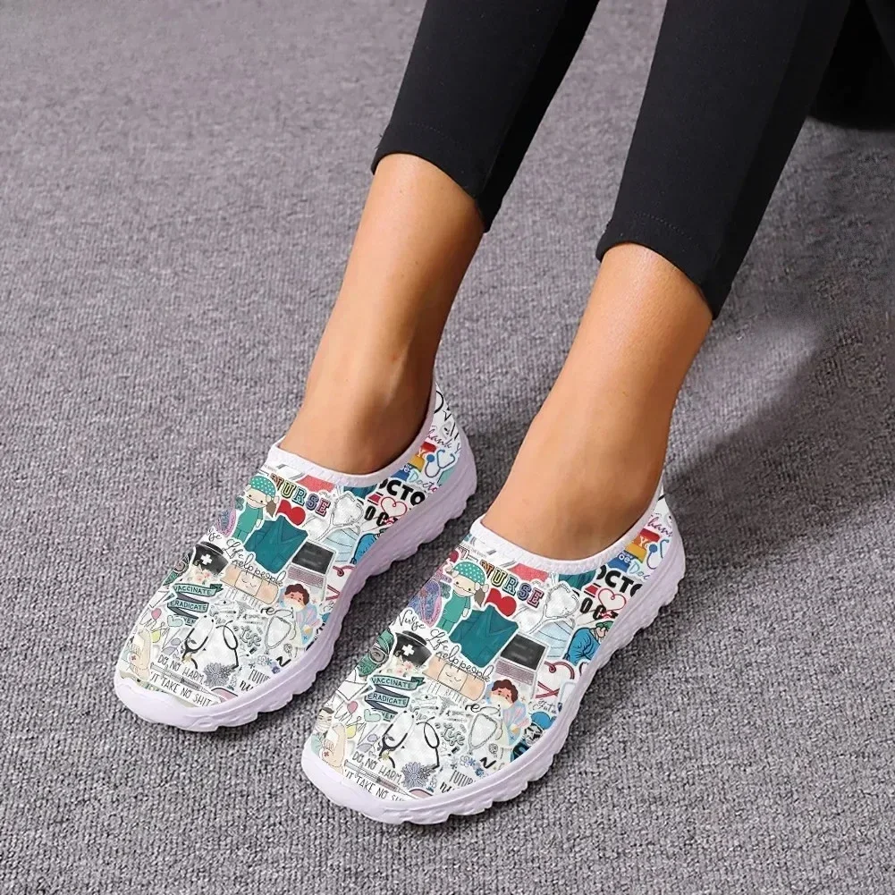 Women Nurse Shoes Lightweight Slip-on Flat Shoes Medical Instruments Design Ladies Mesh Sneakers Nurse Loafers view 6