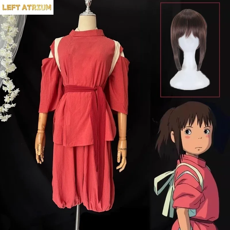 

Chihiro Cosplay Costume Wig Female Top Pant Women Anime Halloween Clothing Belt Role Suit Outfits Carnival Party For Adult