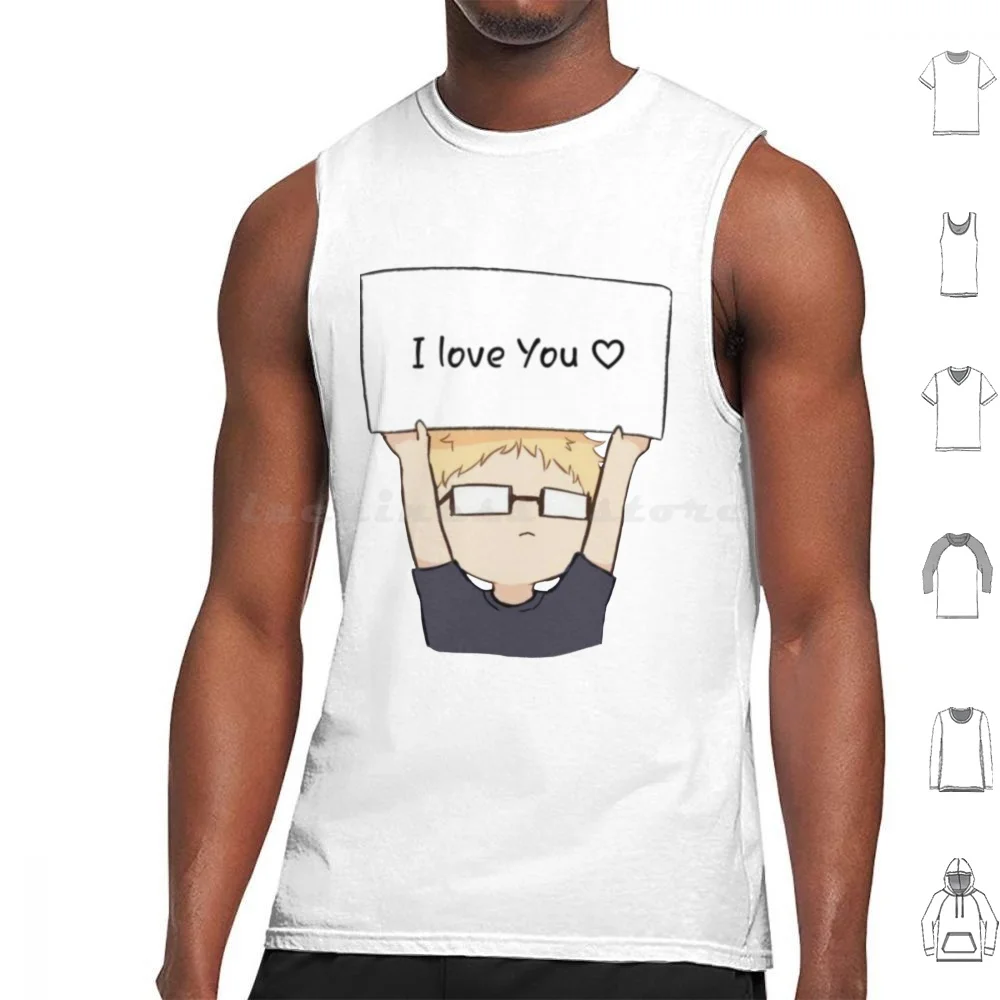 Tsukishima , I Love You Tank Tops Print Cotton Kageyama Hinata Nishinoya Sugawara Azumane Tsukishima Daichi Oikawa Tetsurō