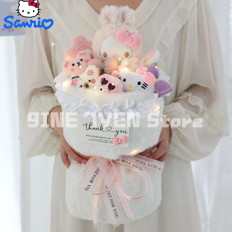 2024 nuovo Anime Sanrio Kawaii Hello Kitty My Melody Cartoon peluche bambola Bouquet natale fidanzata regalo di compleanno romantico