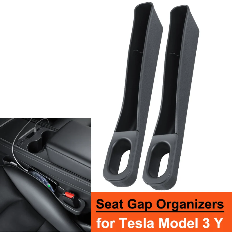 2PCS Seat Gap Storage Box for Tesla Model 3 Y Strip Crevice Organizer Filler Pocket Wallet Keys Card Phone Holder Universal Car