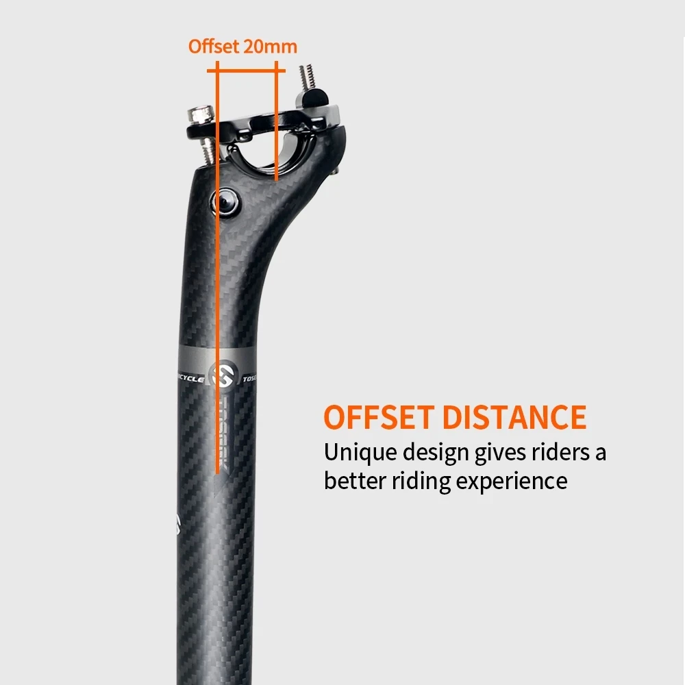 TOSEEK Seatpost carbon 3K Weave Matt 20mm Offset Seat post 27.2/30.8/31.6mm x350/400mm Mtb Telescopic Seatpost dropper post