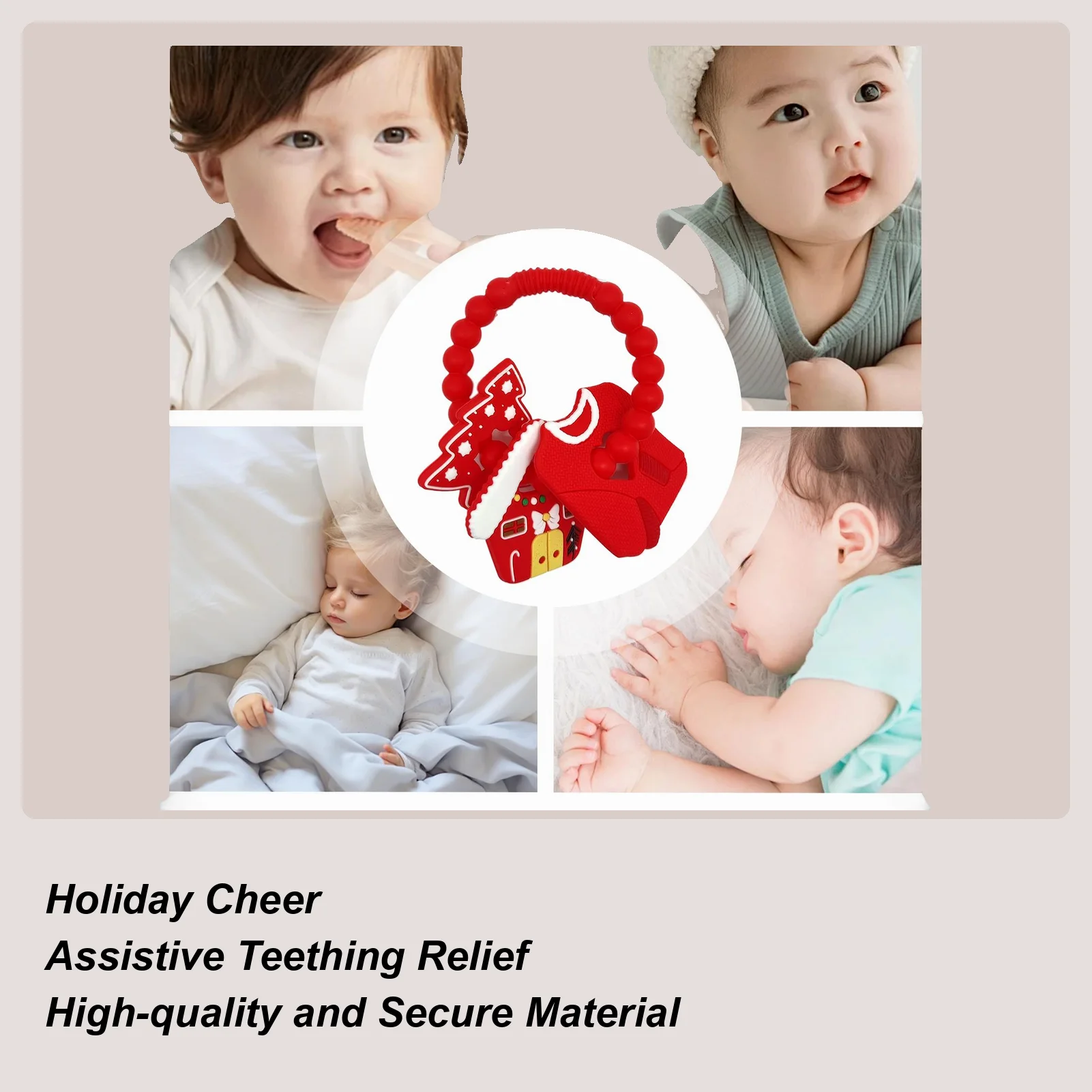 

Teething Toys For Babies Halloween Christmas Teether Ring Silicone Chew Toys For Teething Relief Toddler Boys Girls Kids