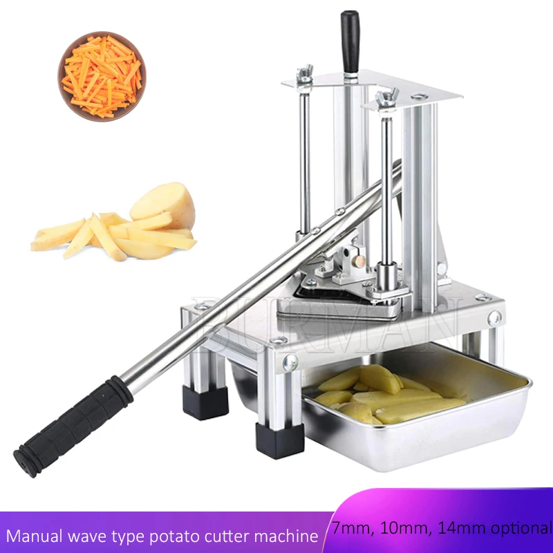 

Stainless Steel Potato Slicer Cutter French Fries Cutting Machine Hand Pressed Potatoes Chips Strip Chopper Maker Kitchen Gadget