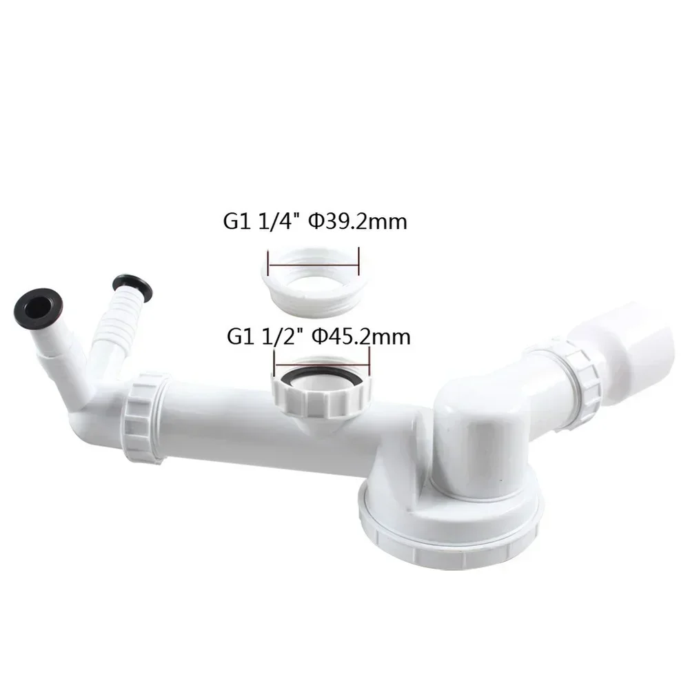 White Smell Control Kitchen Sink Drain Pipe Hard Tube G1-1/4 G1-1/2 Inch  Sink Strainer Hose Drain Pipe Plumbing Kitchen Access