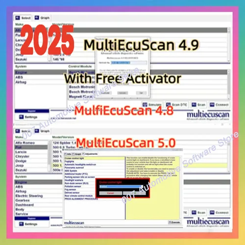 2025 Multiecuscan V4.8 v4.9 v5.0 para Fiat Chrysler Dodge Jeep y Suzuki Software de escáner 4,9 funciona con herramientas ELM327 / OBD II
