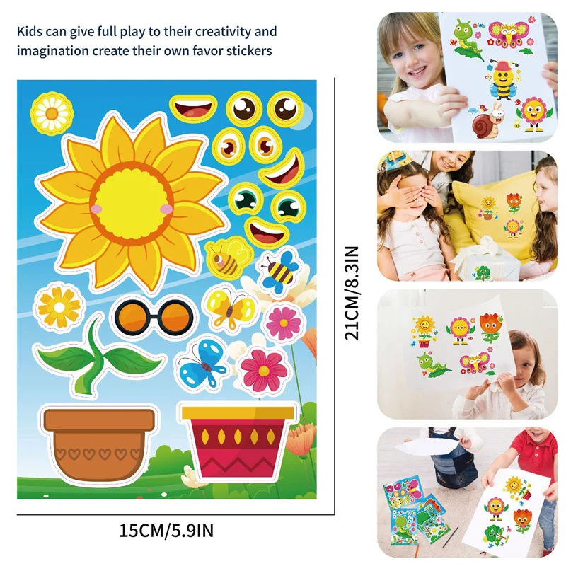 Kids Puzzle Stickers Make-a-face DIY Sun Flower Tree Bug Snails Butterfly Sticker School Classroom Children Early Education Toys