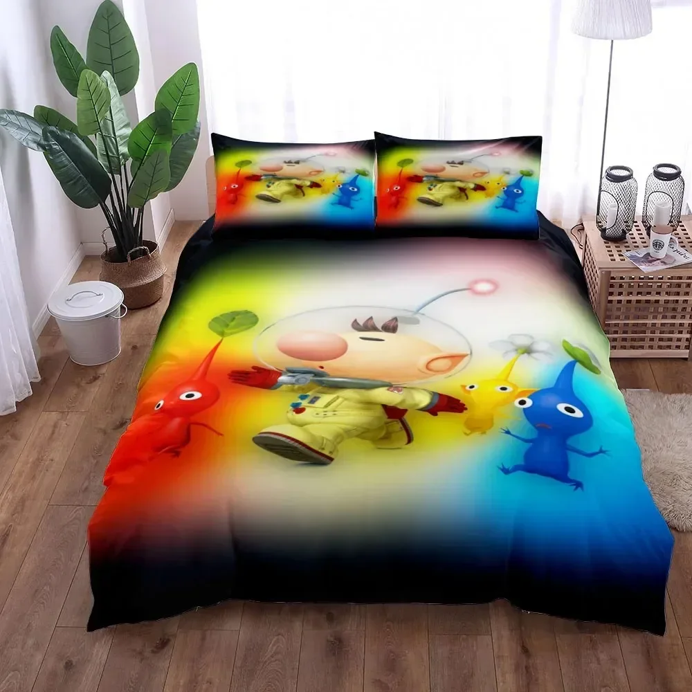 Exquisite Pikmin Bugs Duvet Cover Set King Queen Double Full Twin Single Size Bed Linen Set  Cover with Pillowcase Custom