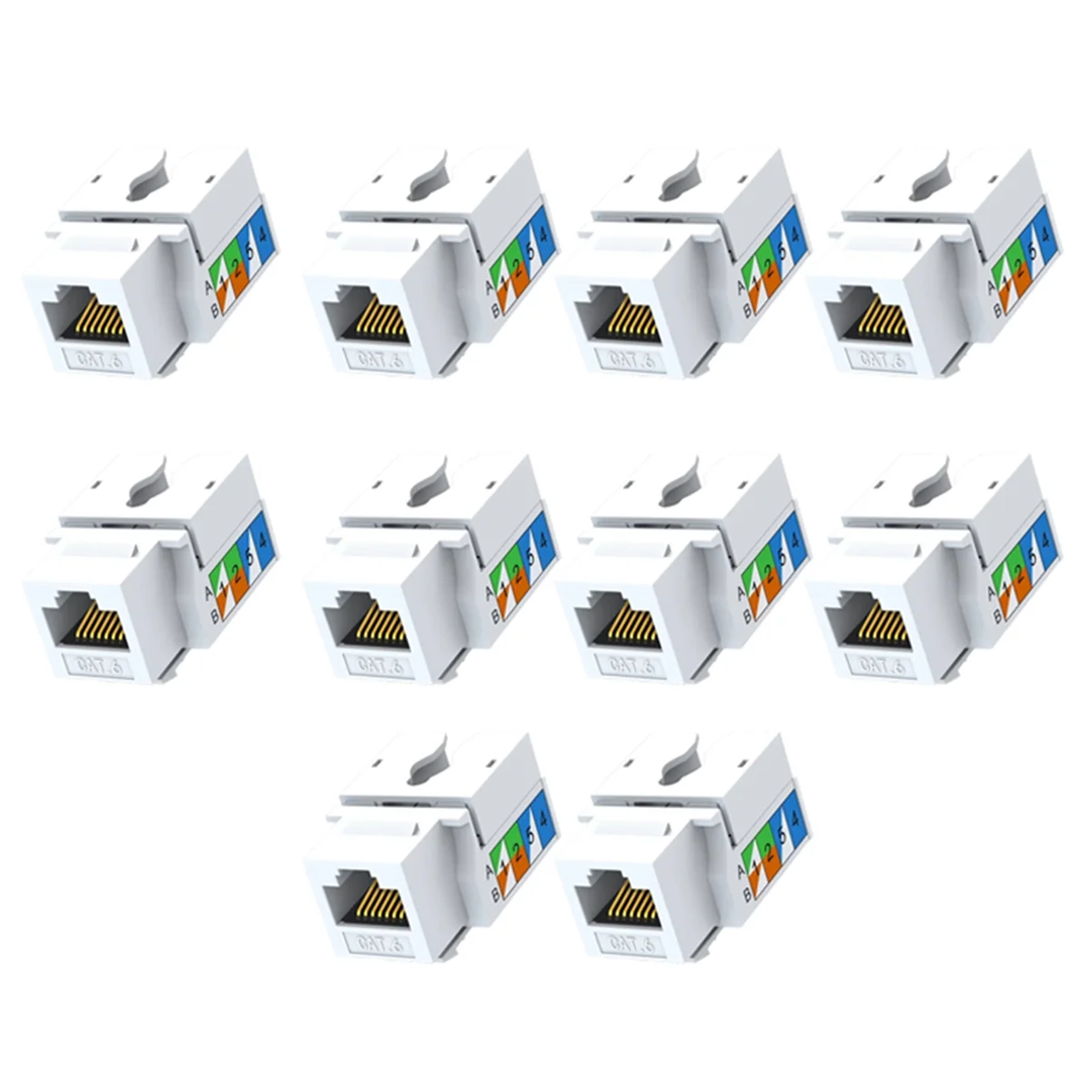 AA91 10PCS Cat6 Jack, Ethernet Punch Down Connector, Wall Adapter 90-Degree Module Coupler, Compatible Cat5/5e/6