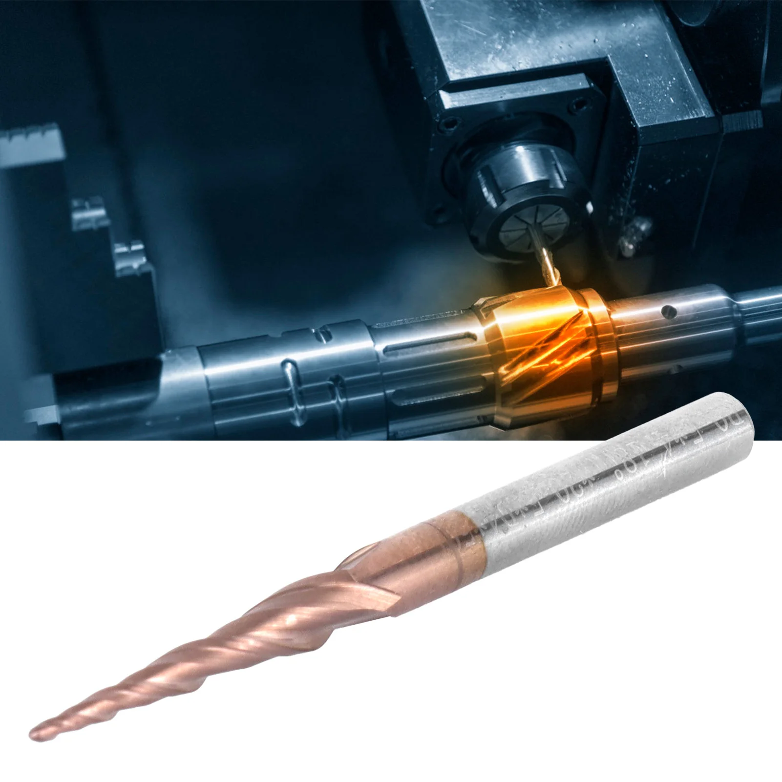 CNC Router Bits End Mill Hardware Tapered Ball Nose End Mill CNC Router Bits Tools Antique Brass Plated 2 Flute R0.5x20.5xD4x50