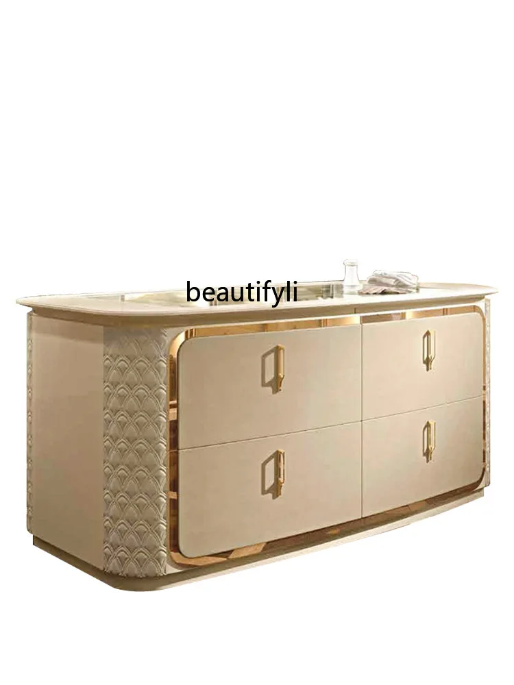 Single Zhongdao Cabinet New Style White Light Luxury Jewelry Cabinet Solid Wood Zhongdao Table Cloakroom Showcase