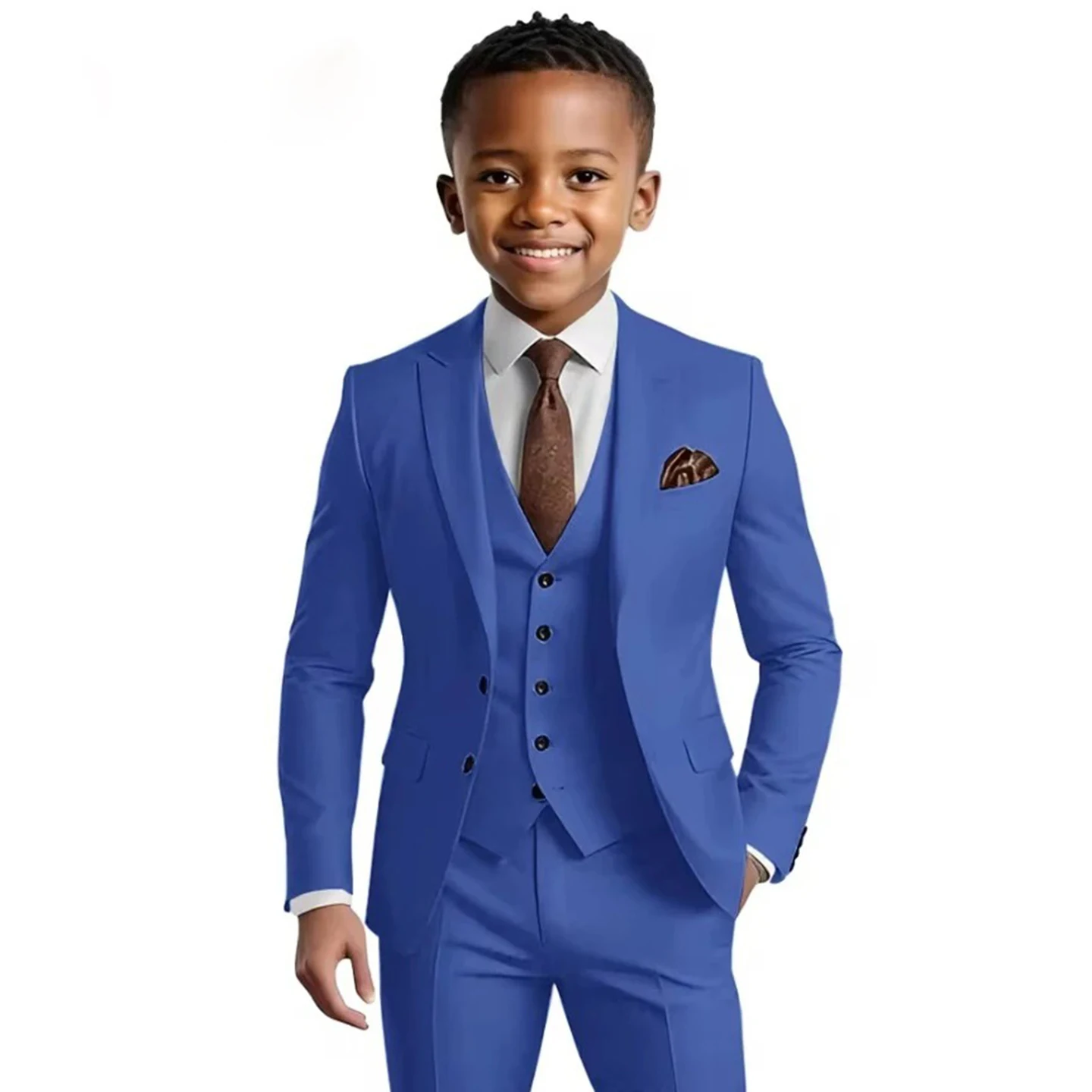 

Kids Formal Suit for Boys 3-16 Years 3 - Piece Suit Set Gentleman Tuxedo Outfit Wedding Birthday Party Blazer Pants Vest