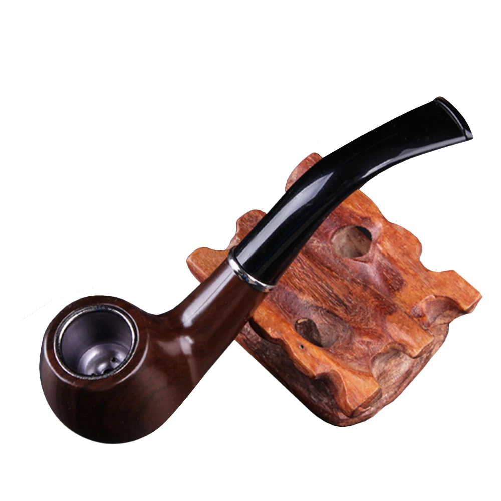 Retro Resin Ebony Smoking Pipe Curved Tobacco Pipe Handheld Bent Pipe Smoke Filter Herb Grinder Cigarette Accessories Men Gadget