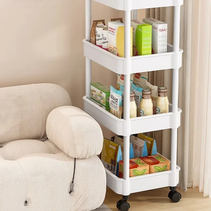 Multi storey Rolling Storage Rack with Wheels Movable Bathroom Cabinets Gap Organizer Shelf Storage Cart