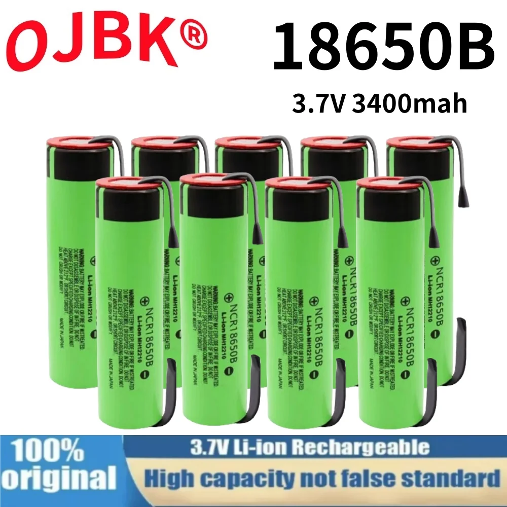 New 100% full capacity 18650 NCR18650B rechargeable lithium-ion battery 3.7V 3400mAh battery DIY nickel sheet