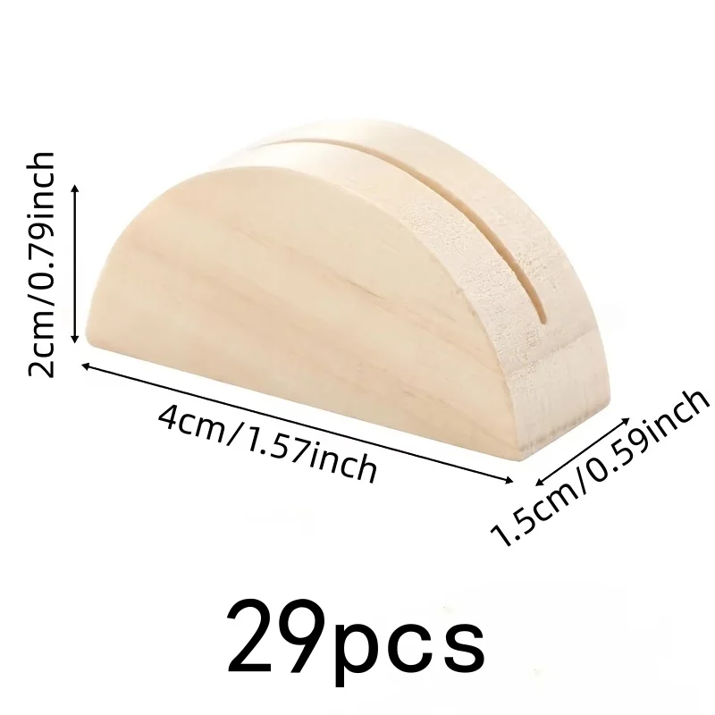 29 pcs Name Card Display Bases, Natural Wood Finish, Wedding Table Settings Restaurant Menu Display, Aesthetic Minimal Design
