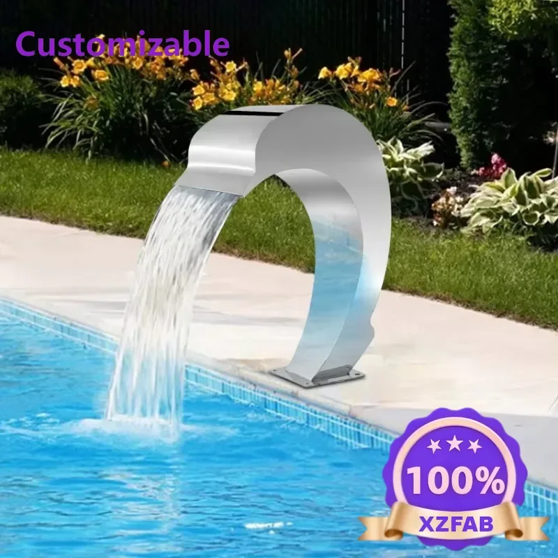 Factory Direct 2026 Pool Waterfall Fountain 304 Stainless Steel Silver Pool Spa Fountains Garden Outdoor for Ground Pools Pond W
