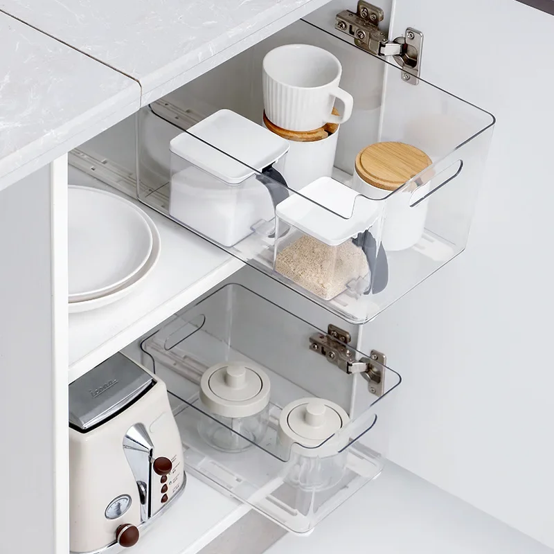 Hot Kitchen Cabinet Storage Box Slide Rail Pull Basket Pull Silent Track Sticker senza cassetto di punzonatura striscia telescopica per binario