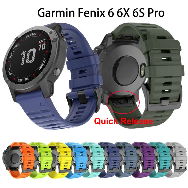 26 20 22mm silicone esporte pulseira para garmin fenix 6x 6 6s pro 7x 7 5x 5 5S 3 3hr relógio inteligente masculino pulseira de liberação rápida