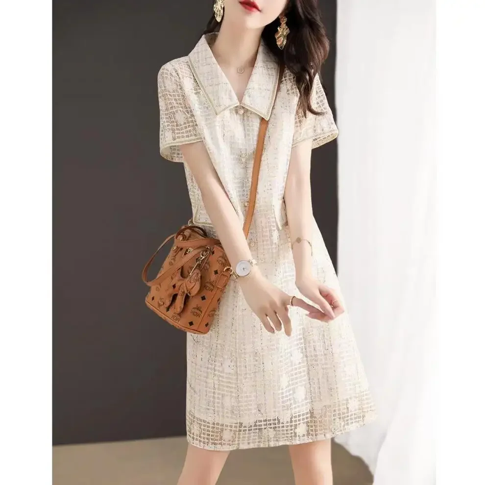 Hollow lace&small fragrance style 2024 summer new fashionable simple elegant  dress  women dress