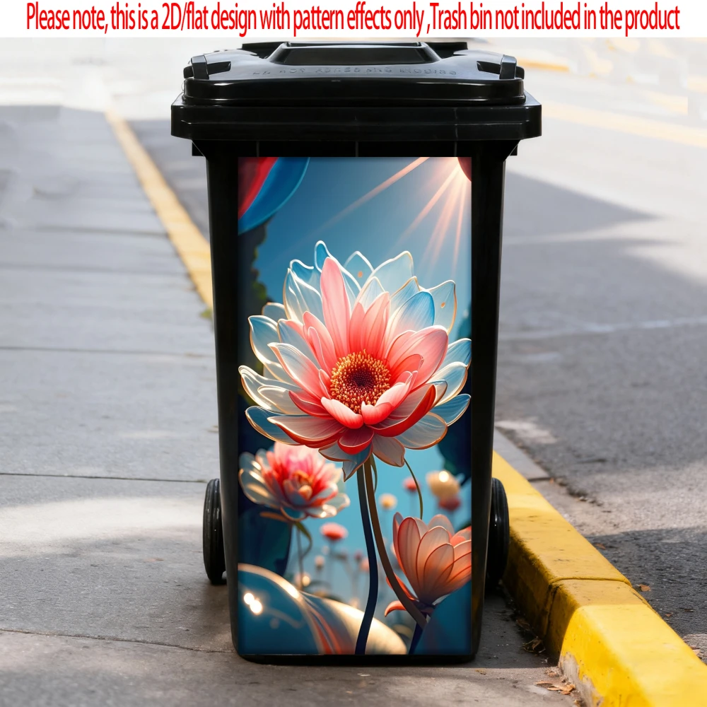 

Flower Trash Can Sticker Bin Stickers Waterproof Self Adhesive Wallpaper Home Wall Art Kitchen Decoration