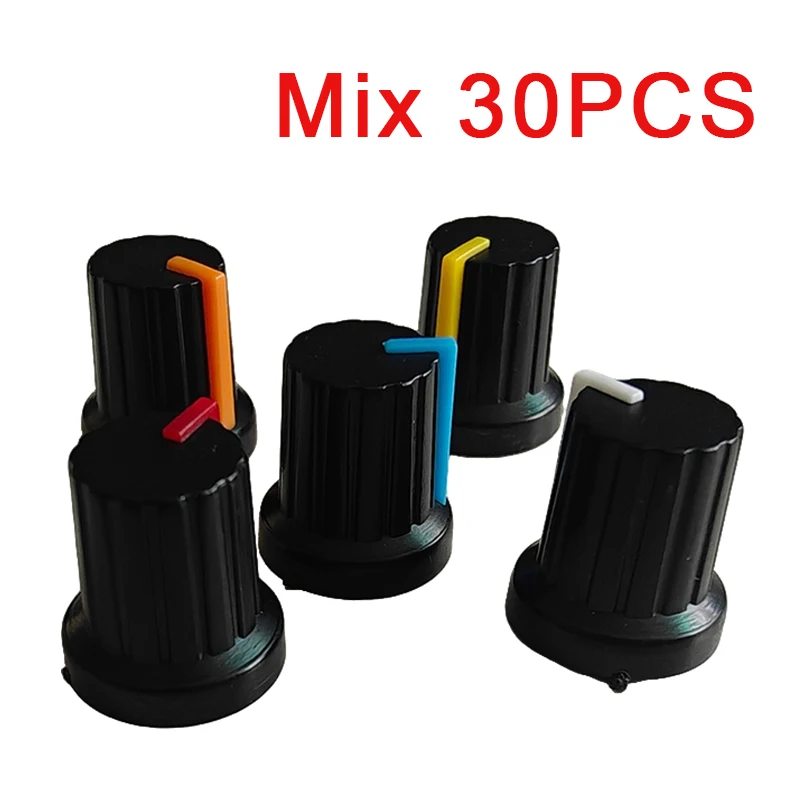 30PCS/lot WH148 Potentiometer Knob Cap(Copper Core) 15X17mm 6mm Shaft Hole AG2 Power Adapter Switch Caps