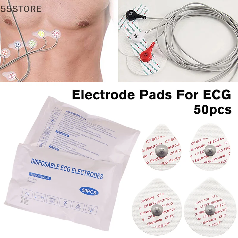 

50Pcs White Non-woven Fabrics Adult Multi Sizes Disposable ECG Electrodes Medical Electrode Patch Nonwoven ECG Electrode Pads