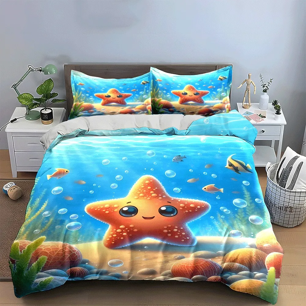 

Underwater Starfish Themed Set Exquisite three-piece bedding set gift for kids and adults