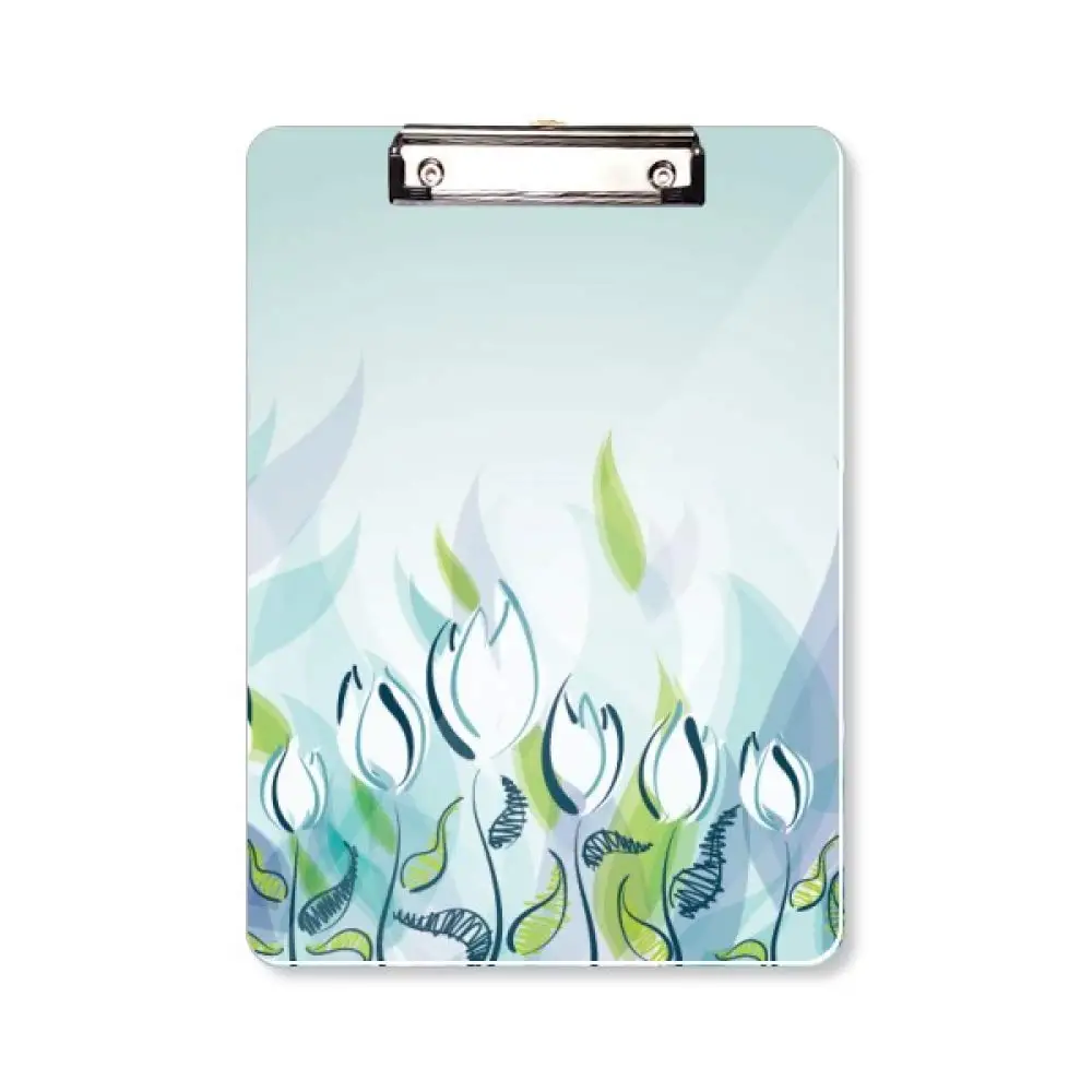 Tulips Acrylic Clipboard with Silver Clip Standard A4 Size Plastic Clipboards for Women Office File Folder Doctor Outdoor Sketch