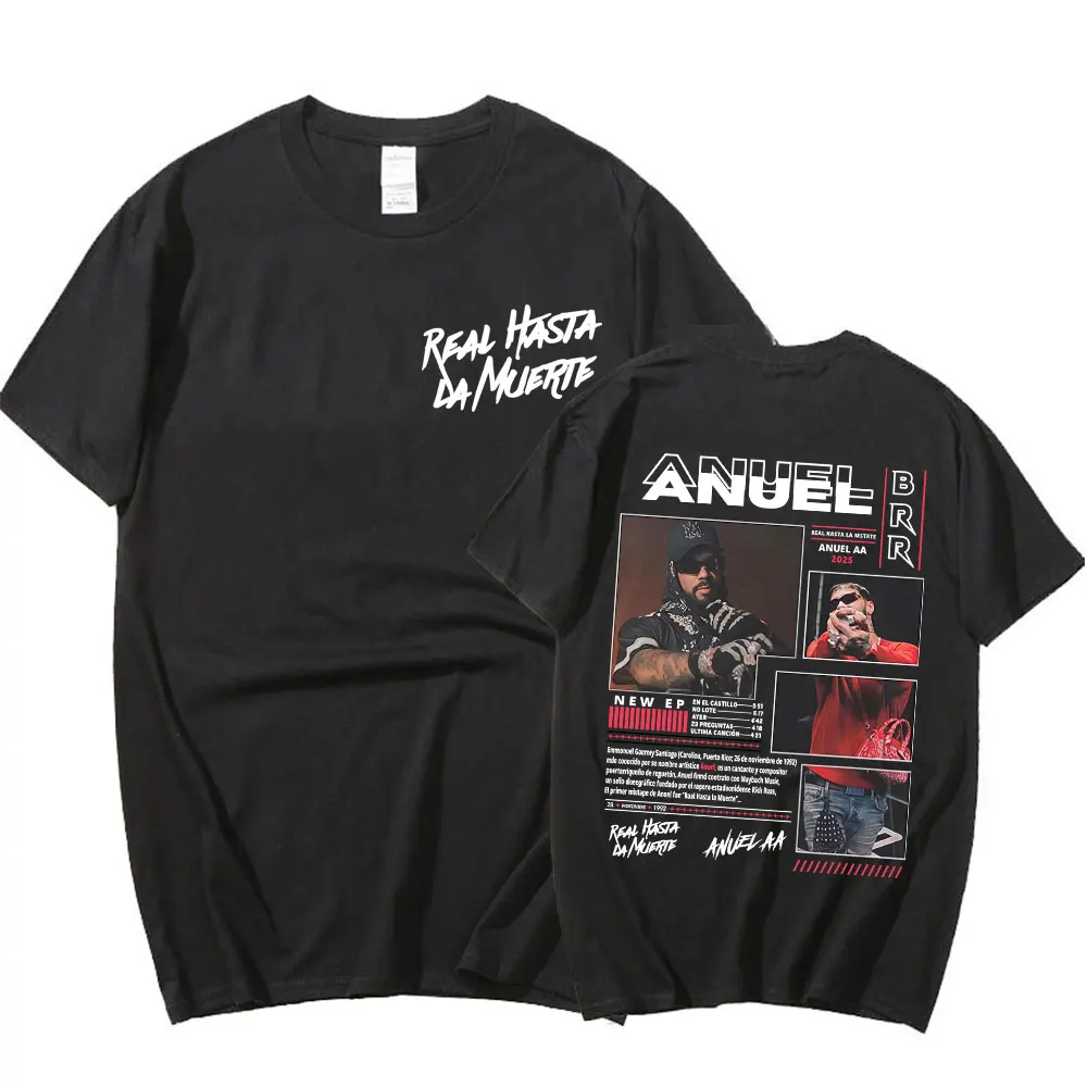 

Rapper Anuel AA Real Hasta La Muerte 2025 Tour T-shirts Men Clothing Vintage Oversized T Shirts Summer Cotton T-shirt Streetwear