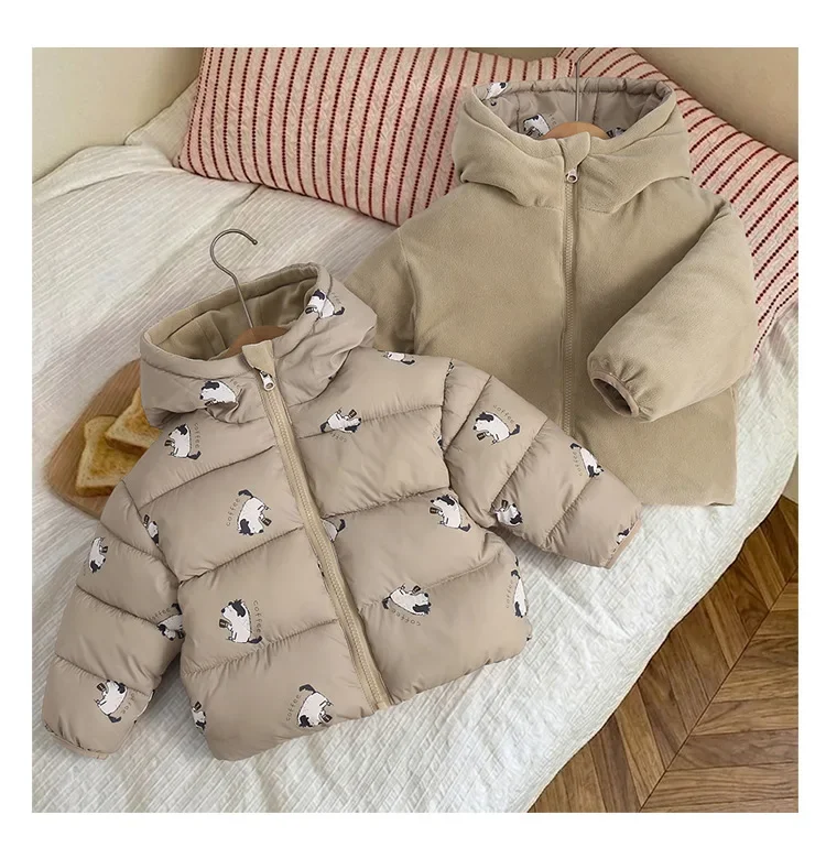 Baby Herbst-Winter-Stil Kinder-Baumwollkleidung Jacke mit Taschen Einfarbige Daunenjacke Kleinkind-Mantel Langarm Baby-Baumwollkleidung – Detail 11