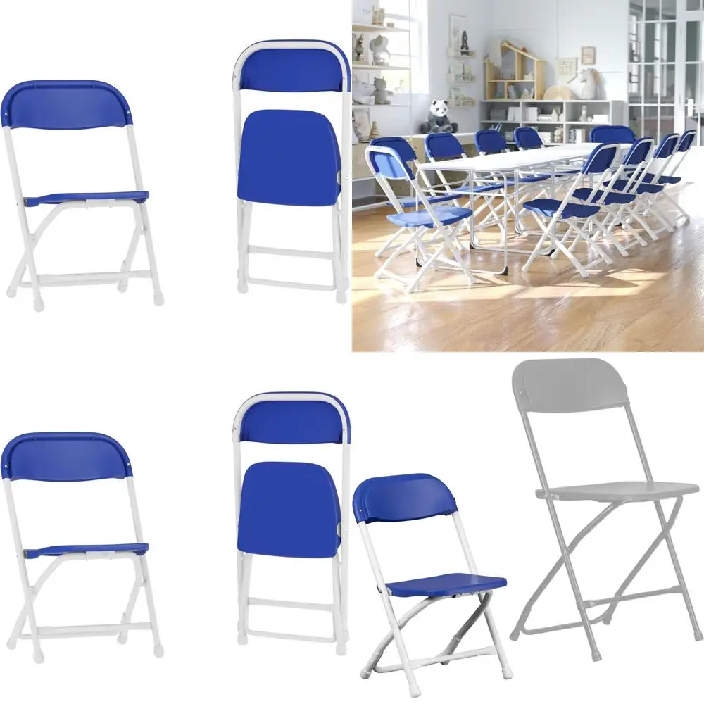 

Детские синие пластиковые складные стулья из 2 предметов