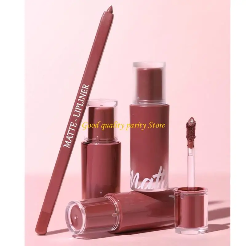 M4ya 5 in 1 rossetto set per donne ragazze, rossetto liquido opaco + lucentezza lebbro brillante + lucidalabbra + matita per