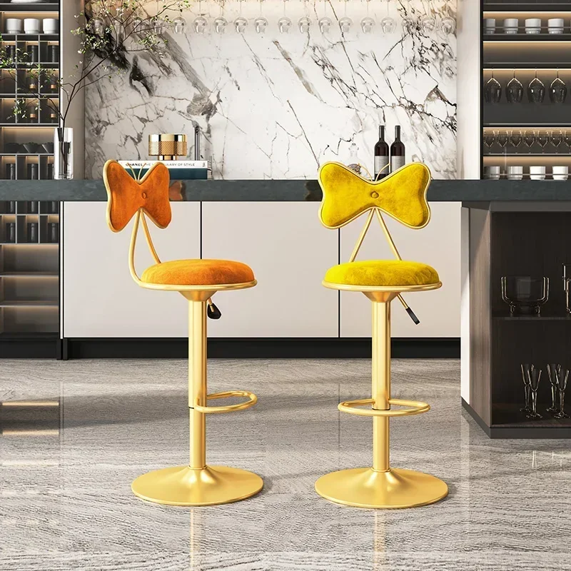 

Counter Velvet Bar Stools Reception Height Gaming Bedroom Barber Hairdressing Dining Chairs Minimalist Cadeira Unique Furniture
