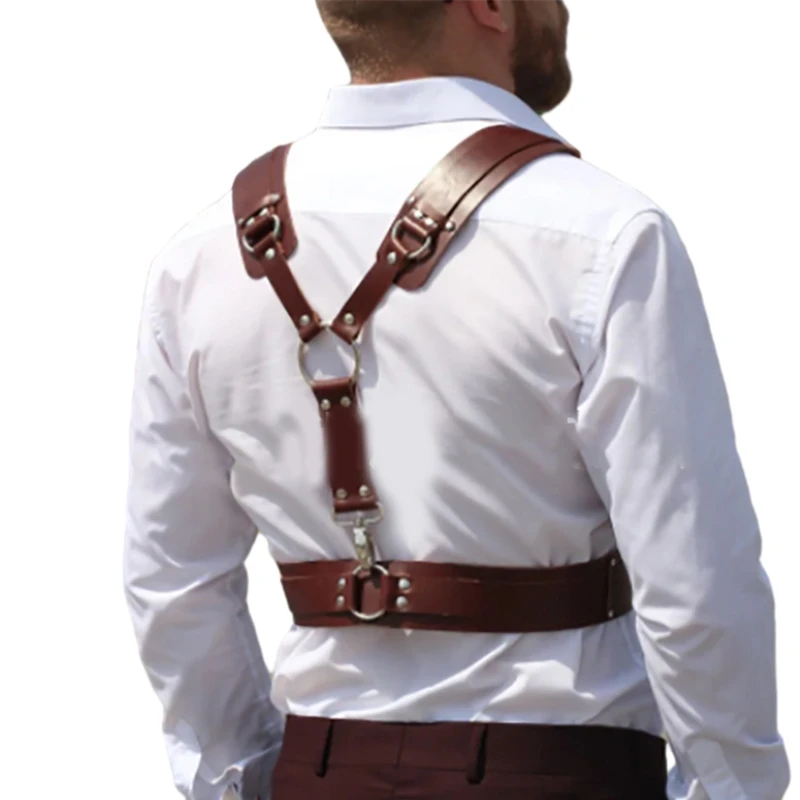 Men Chest Belt with Buckle Rings Sex Restrain Chest Bandage for Cosplay