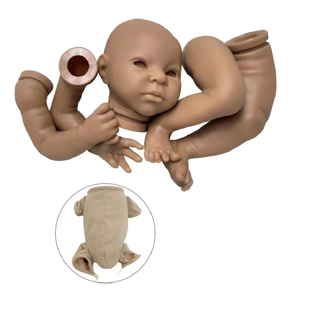 18" Reborn Doll Kits African Skin Color Unpainted Baby Parts Acessórios Para Peças De Bebê Em Boneca Renascid