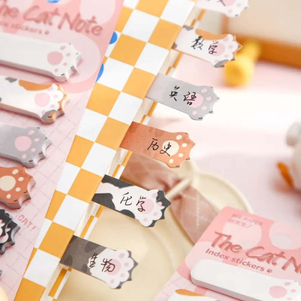 Scrapbooking Memo Pad Cat Index Sticker Meow Creative Kitty Index Dividers Label Posted Cat Paw Sticky Note Office