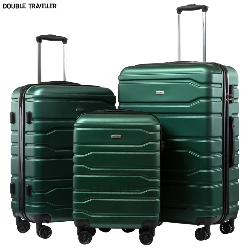 

New 3PCS set 20''24/28 inch Rolling luggage set travel suitcase on wheels 20inch carry ons cabin trolley luggage bag ABS+PC case