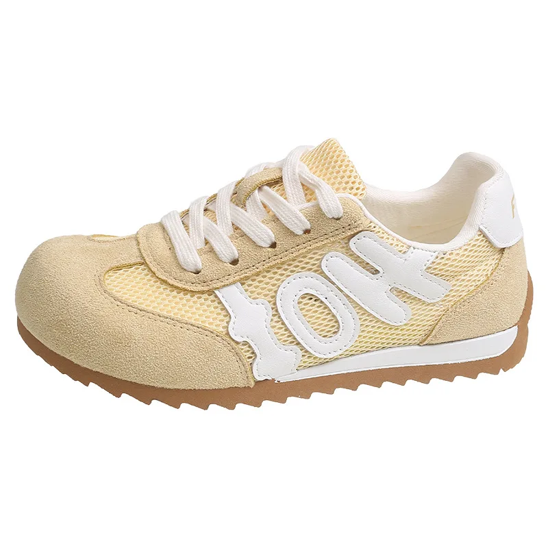 HKDQ Women's Sneakers Round Toe Flat Heel Suede-Look Upper Lace-Up Casual Fashion Daily Walking Trendy Footwear